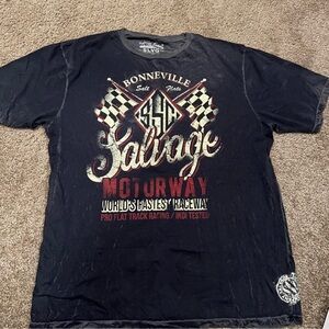 Salvage Bonneville Motorway Graphic Tee - Black with Red & Cream Accents